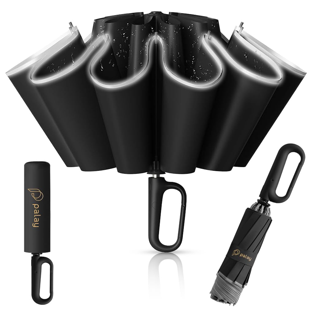 PALAY Umbrella for Travel and Outdoor Use with 10 Dual Ribs and Carabiner Handle | 50 inch UV Shield