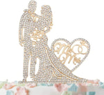 PALAY® Wedding Cake Topper Decorative Mr and Mrs Cake Topper for Wedding Cake Shining Rhinestone Embellishment Couple Cake Topper For Wedding, Engagement, Bridal Shower, Anniversary