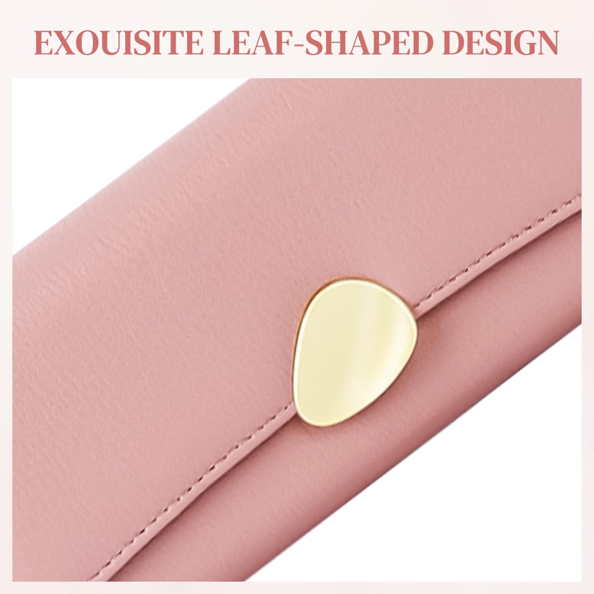 PALAY Purse for Women featuring 10 Card Slots and Zippered Section | Pink PU Leather Wallet