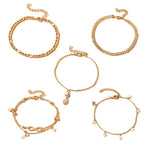 PALAY® Tobilleras bañadas en oro de 14 quilates para mujer, impermeables, pulseras de tobillo para mujer, pulseras de tobillo de eslabones cubanos de espiga para mujer, juego de tobilleras