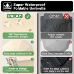 PALAY® 3 Fold Umbrella for Rain with Reflective Strip Compact Travel Auto One-Touch Open Close Reinforced 10 Dual Ribs Sun Protection 99% UV Windproof Men Women Khaki 3PCS