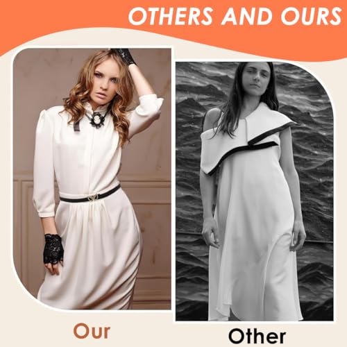 PALAY® Brown Belt for Women Jeans, 5pcs Black Belt for Women Dresses, Fashion Slim Ladies Belts Combo, Versatile PU Leather White Belts, Metal Decorative Buckle