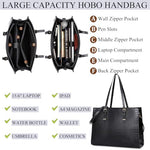 PALAY® Laptop Bag for Women 15.6 inches Laptop Tote Bag Fashion PU Leather Laptop Tote Bag Business Briefcase Shoulder Bag Commuting Handbag Crossbody Bag Detachable Shoulder Strap Design