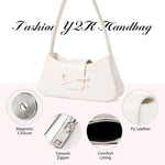 PALAY Shoulder Bag for Women featuring Bow Charm and Snap & Zipper Closure | 27x14cm Patent Leather