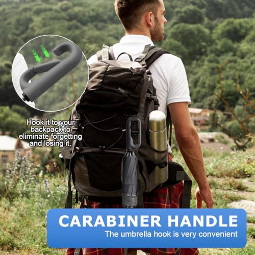 PALAY® Large Umbrella with Reflective Strip Auto 3-Fold Compact Travel Carabiner Handle Reinforced 10 Dual Ribs Sun Protection 99 UV Rain Windproof Men Women Grey 3PCS