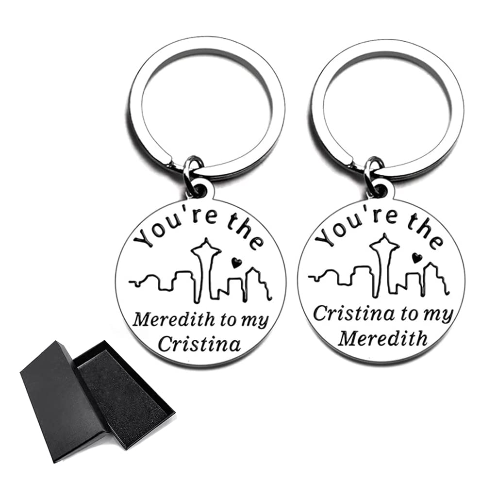 PALAY Key Chains for Bikes and Best Friends featuring Stainless Steel 2pcs Set | Gift for Grey’s Anatomy Fans