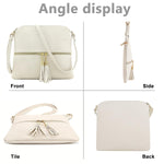 PALAY Leather Crossbody Bag for Women with Dual Tassel Zippers and Adjustable Strap | 24×23 cm Beige PU Shoulder Bag