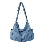 PALAY Canvas Shoulder Bag for Travel and Casual Use with Multi Compartment Design | Blue Denim Crossbody for Women