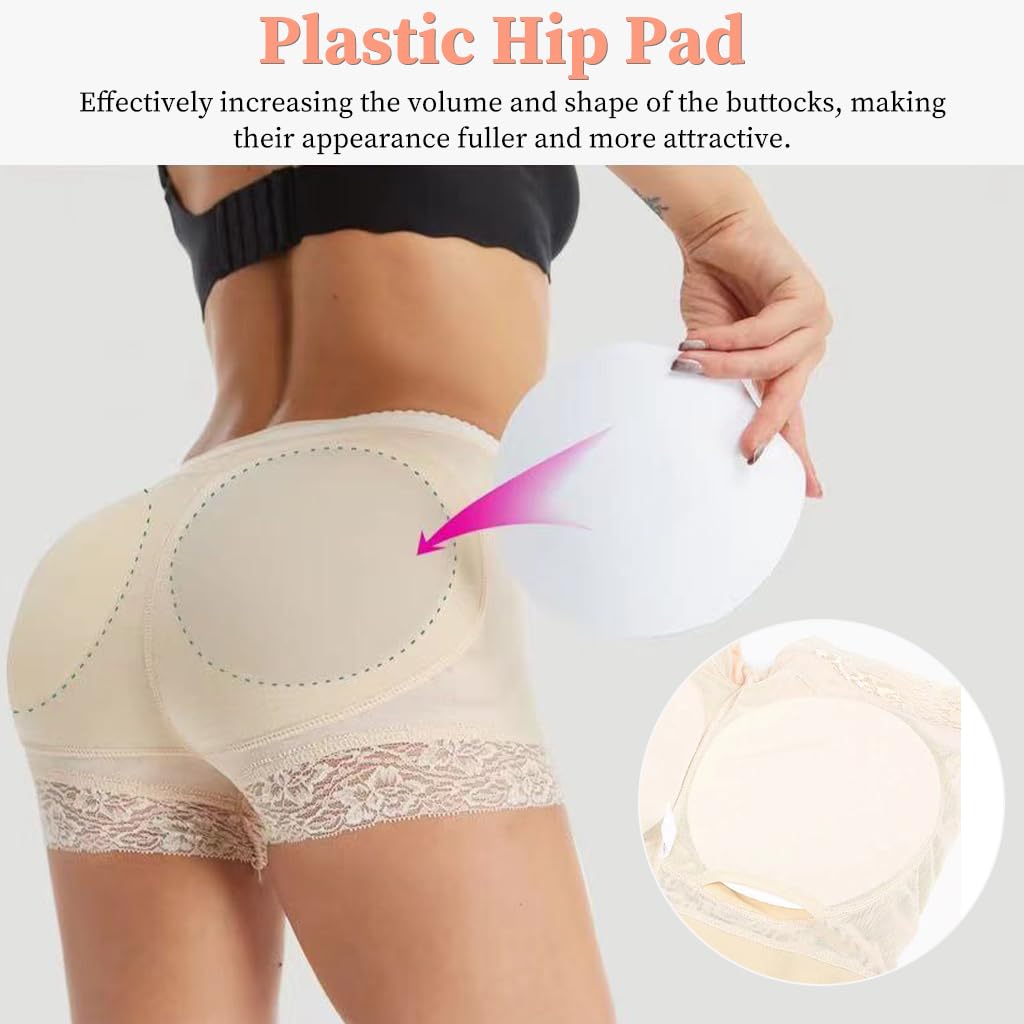 PALAY Hip Pads for Women featuring 3D Butt Lifting Design and 3PCS High Waist Shorts Beige