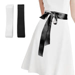 PALAY Chiffon Waist Belt Set for Wedding and Party Dresses with 125 in Length | Black and White Silk‑Feel Sashes for Women