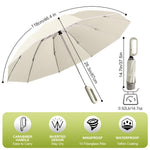 PALAY Large Umbrella for Travel with 50 in Canopy and Carabiner Handle | Beige UV Protection