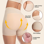 PALAY Butt Lifter Padded Underwear for Women with 3D Hip Pads Beige 3PCS | Seamless Shapewear Shorts