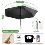 PALAY Mini Sun Umbrella for Travel with 6 Strong Ribs and UPF 50+ Black Liner | Lightweight