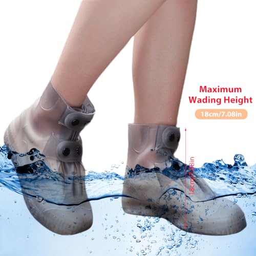 PALAY® Silicone Shoe Covers for Kids Men Women with Double-Breasted Anti-Slip Waterproof TPE Sole Wear-resistant Reusable for Rainy Season Size 10.5-11.5 2 PCS