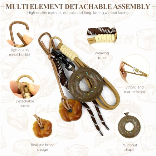 PALAY® Bag Charm Doughnut Keychain Bag Charms for Handbags Cute Nylon Braided Rope Backpack Charm Handbag Charms Gift for Women and Girls