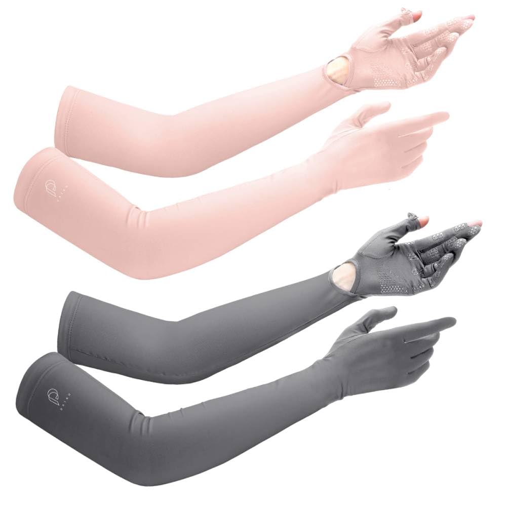 PALAY Hand Gloves for Sun Protection with Cooling Nylon Ice Silk Arm Sleeves for Women