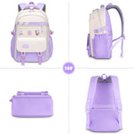 PALAY Girls School Backpack for Daily Use with Stationeries Storage Layer and Padded Straps | 32x22x46cm Waterproof Nylon Purple Bag