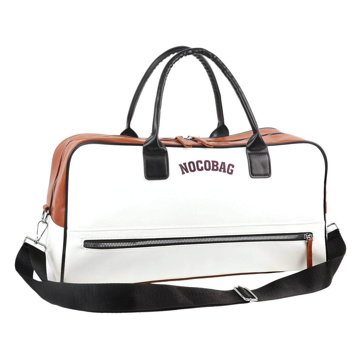 PALAY® Fashion PU Duffle Bag Hand Carry Luggage Bag with Removable Shoulder Strap Dual Zipper Full Open Design Travel Waterproof Airplane Carry On Duffle Bag Gym Bag, 45x20x25cm