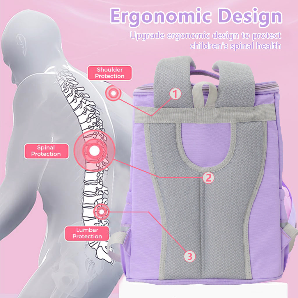 PALAY® Kuromi Backpack for School Girls Sanrio Kwaii School Backpack Multi Layer Book Bag Burden Relief Student Backpack Travel Backpack School Gift