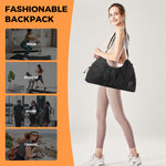 PALAY® Women Gym Bag Waterproof Nylon Carry-on Bag with Shoe Compartment Travel Duffle Bag Shoulder Bag with Adjustable Shoulder Strap Multi Use Casual Shoulder Bag for Trip, Gym, Black