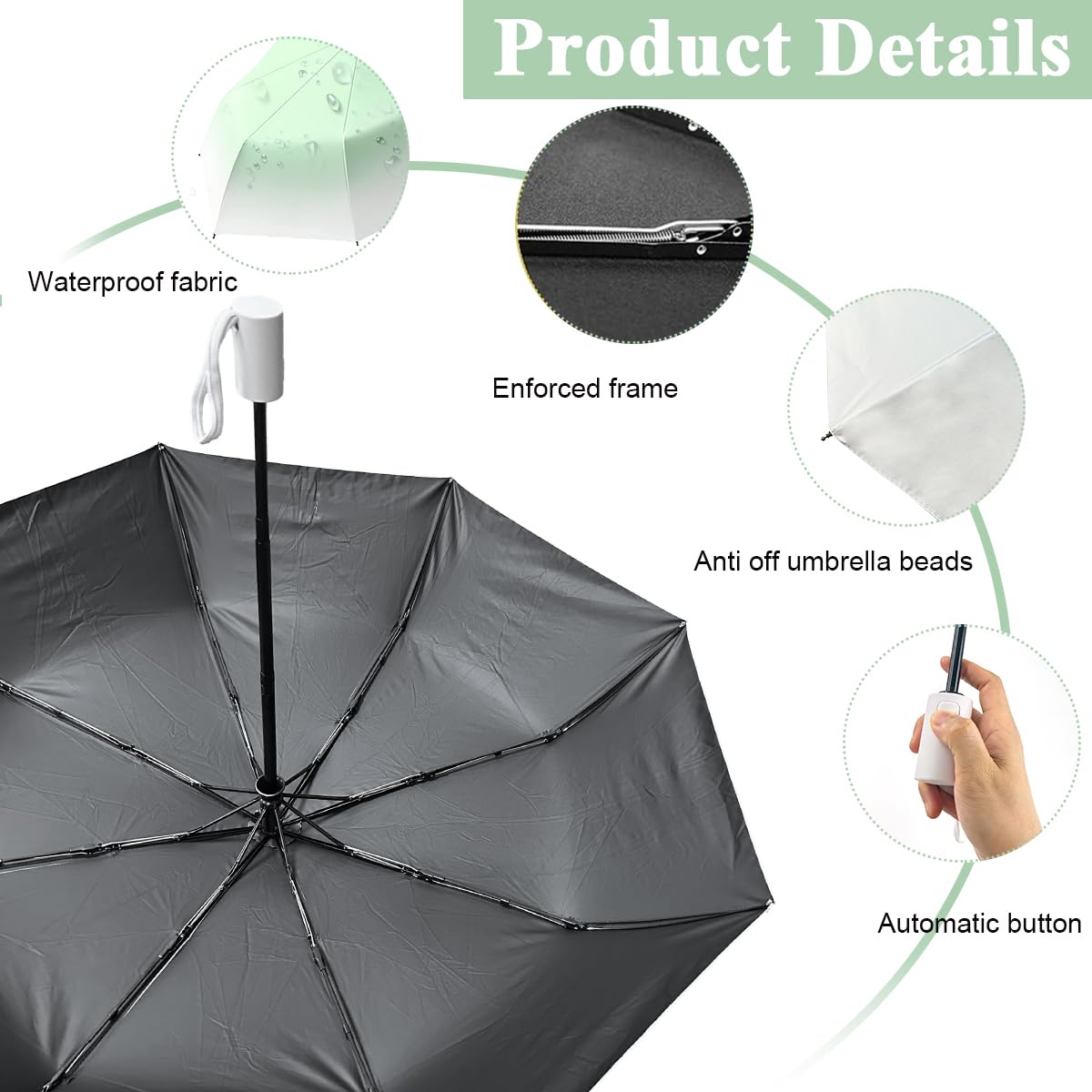 PALAY Sun Travel Umbrella for Women with UPF 50+ UV Protection and 190T Water‑Repellent Fabric
