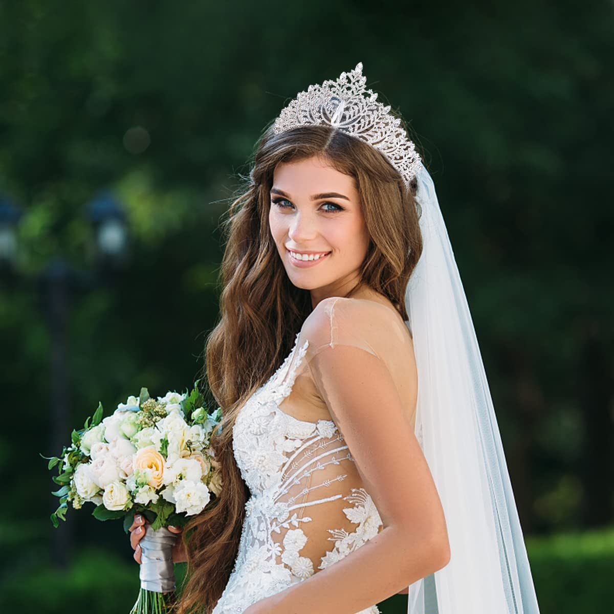 PALAY Tiara for Women featuring 6 in Diameter and 2.7 in Height with 3A Rhinestones | Ideal for Wedding Bridal Party and Maternity Photoshoot