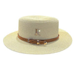 PALAY® Straw Hat Bucket Hat for Women Foldable Summer Sun Hat Wide Brim Flat Top Cap Beach Hat for Women Ladies Outdoor UV Protection - Milk White