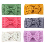 PALAY Baby Nylon Headbands for Newborn and Toddler Girls featuring Knotted Turban Design | 6pcs Soft Stretchy Hair Wraps in Multicolor