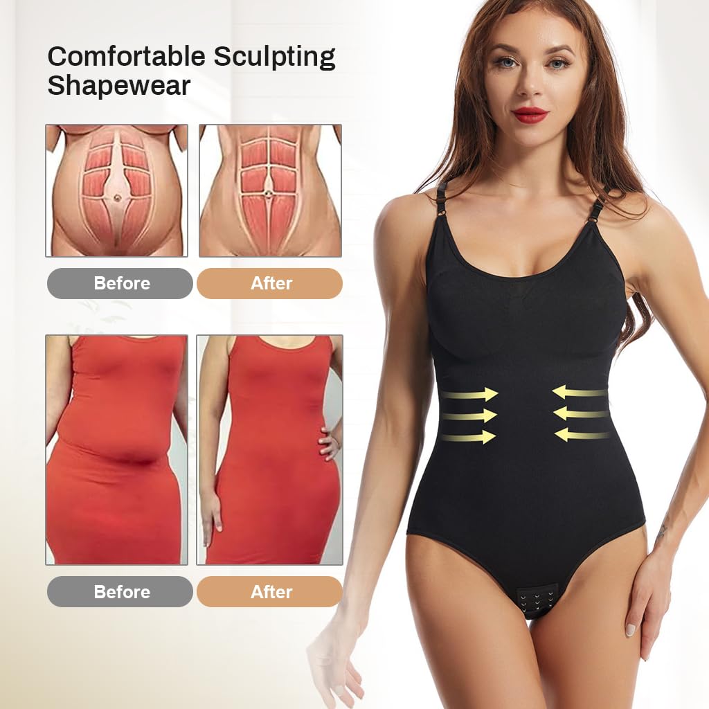 PALAY Bodysuit for Women featuring Seamless Tummy Control & Sculpting Thong Design | Breathable Nylon Shapewear Tank Top
