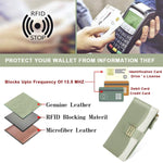 PALAY Women Purse with 11 Card Slots and Snap Button Closure | Mint Green PU Bifold Wallet 19x9.5cm