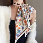 PALAY Women Silk Scarf for Suits and Blazers featuring Floral Print 59 in Long | 3 PCS Set