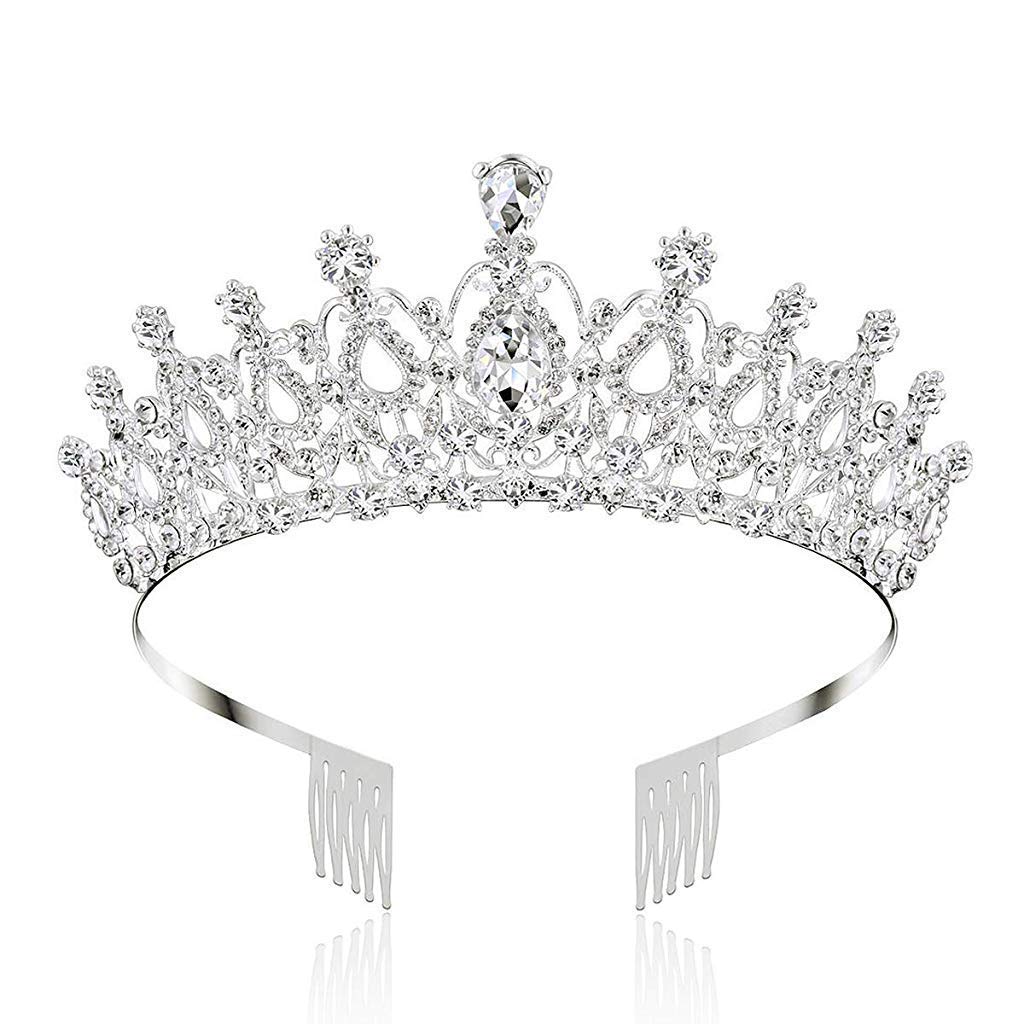 PALAY Crystal Tiara Crown for Weddings and Proms featuring Side Comb Design | Alloy and Rhinestones 5.9×1.8 in