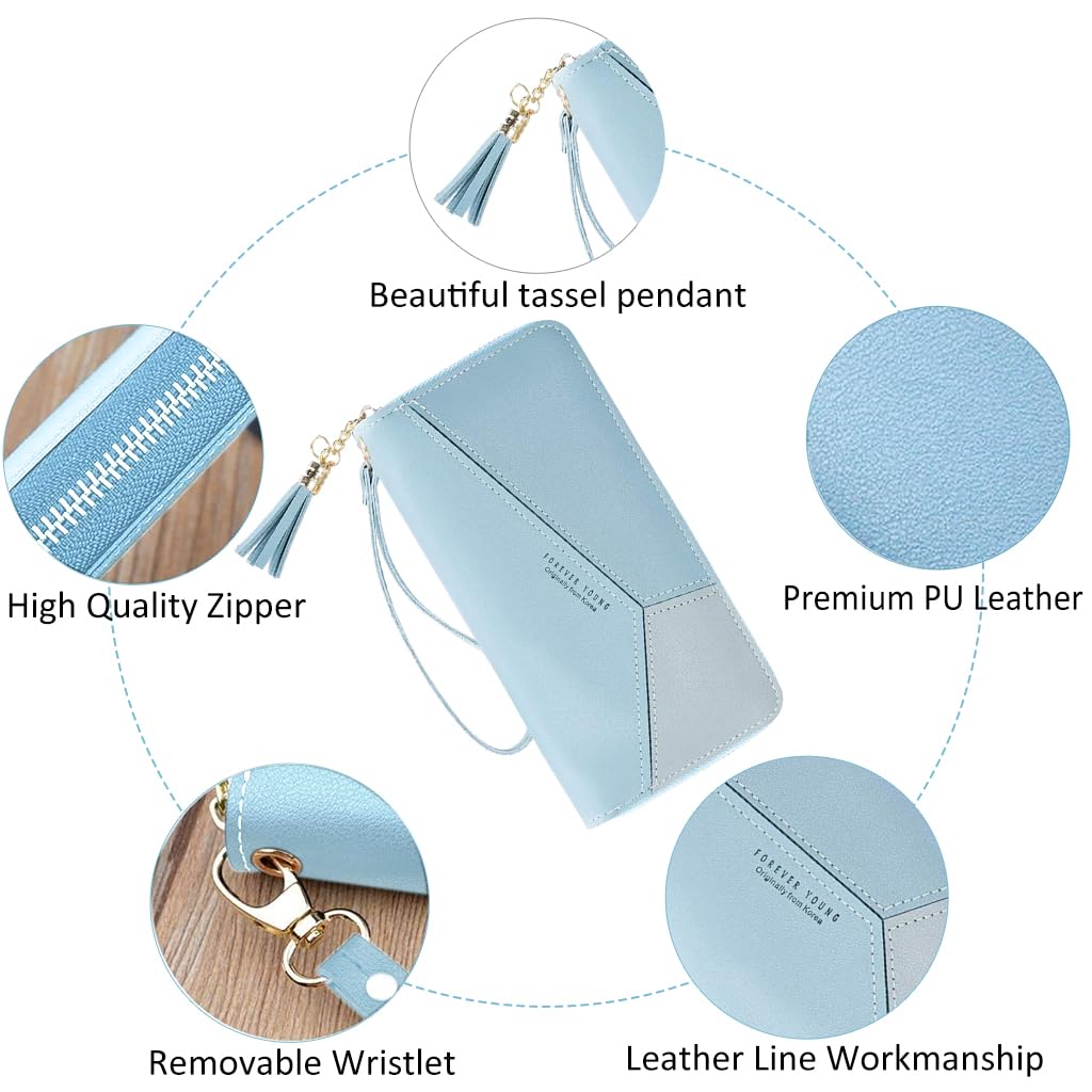 SANNIDHI® Women's Long Wallet Tassel PU Leather Multi- Slots Girls Zipper Coin Large Purse For Girls