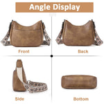 PALAY® Women Satchel Bag Fashion PU Solid Brown Crossbody Bag Sling Bag Shoulder Bag with Woven Embossed Shoulder Strap Casual Daily Satchel Bag