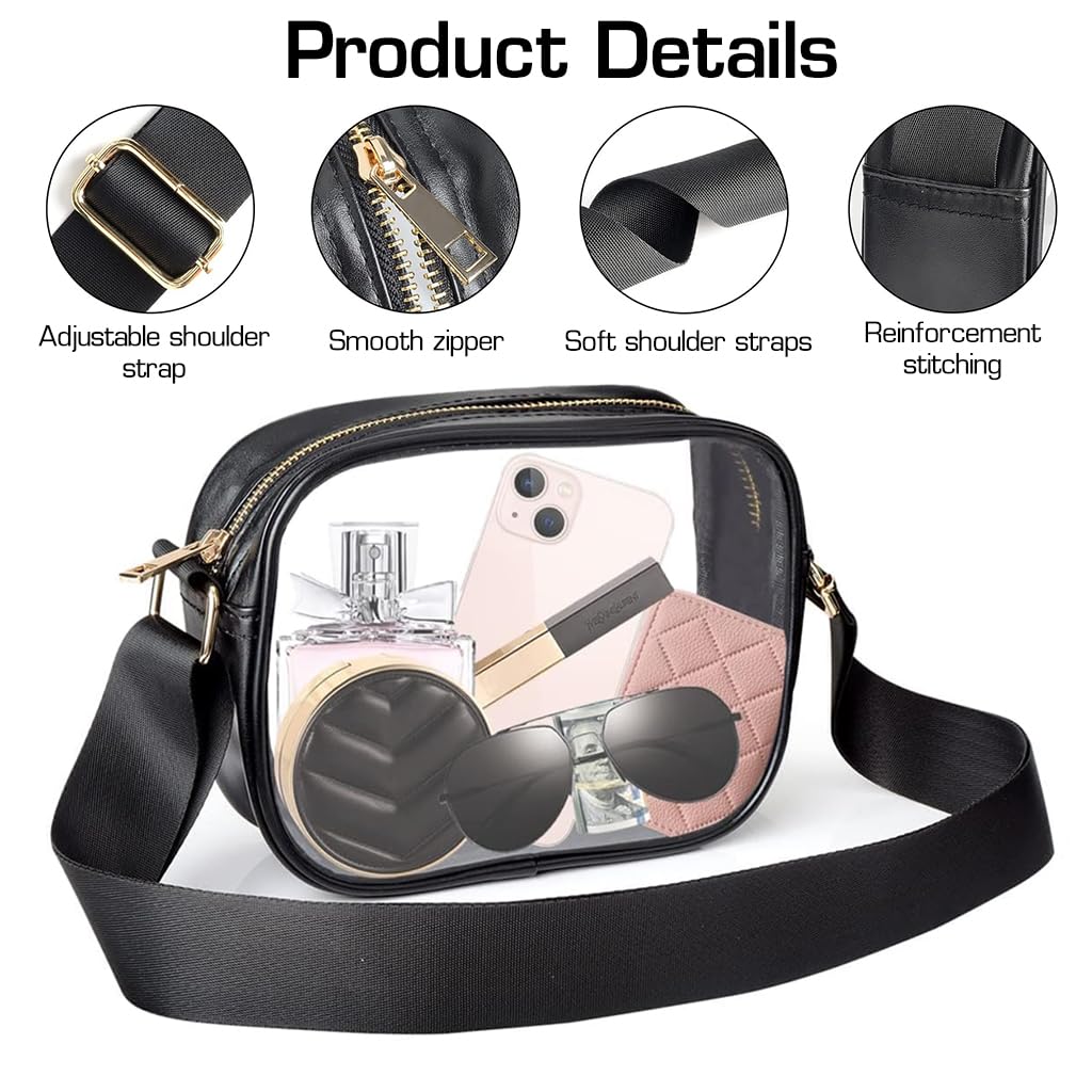 PALAY Crossbody Bag for Women with Adjustable Strap and 7.8x2.76 in Capacity | Transparent PU Frame Design