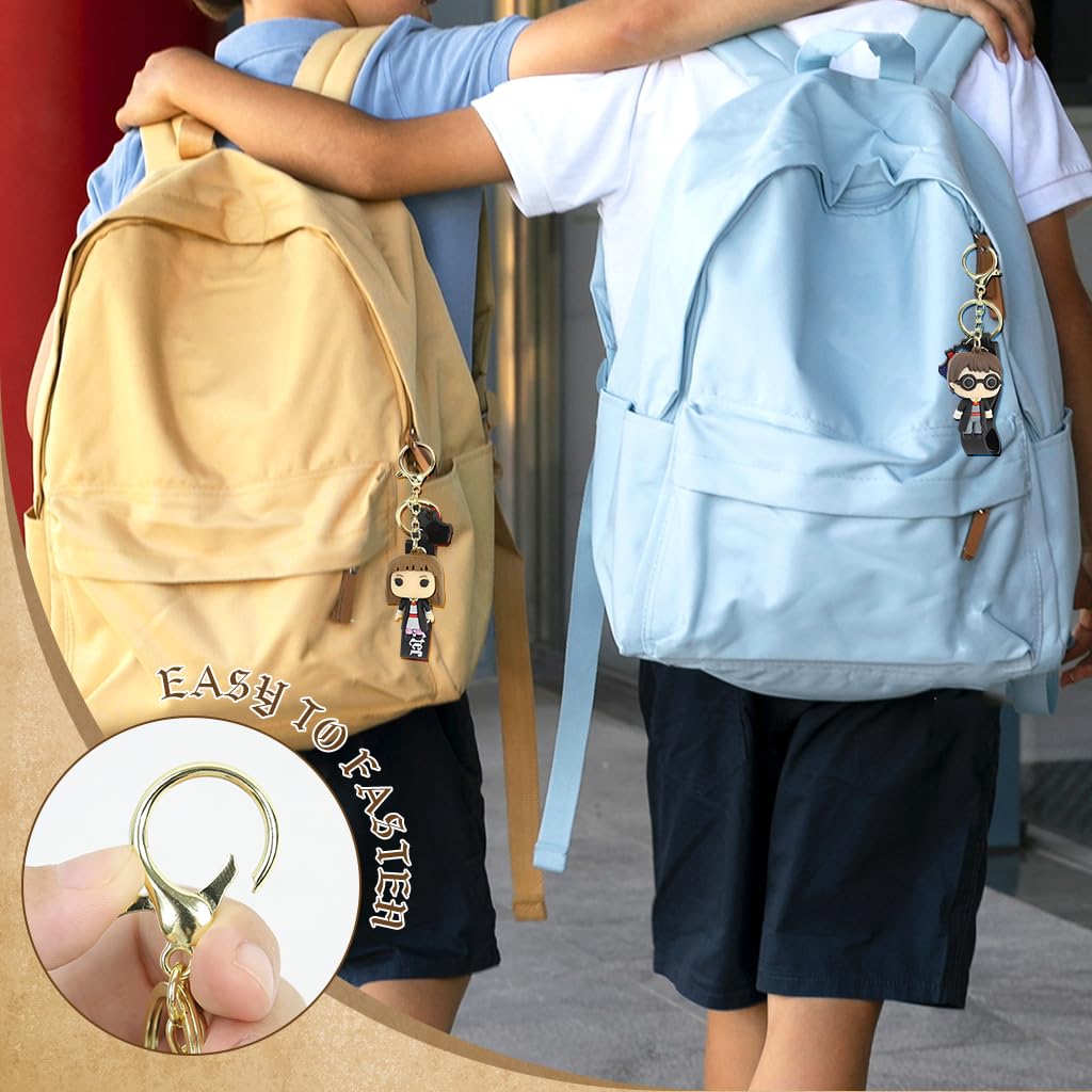 PALAY Couple Keyrings for Fans featuring 4PCS 2.3 in Harry Hermione Charms with Silicone Strap | Gift for Friends