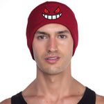 PALAY Winter Beanie Hat for Men and Women featuring Demon Emoji Design and Red Knit | Cozy Holiday Gift