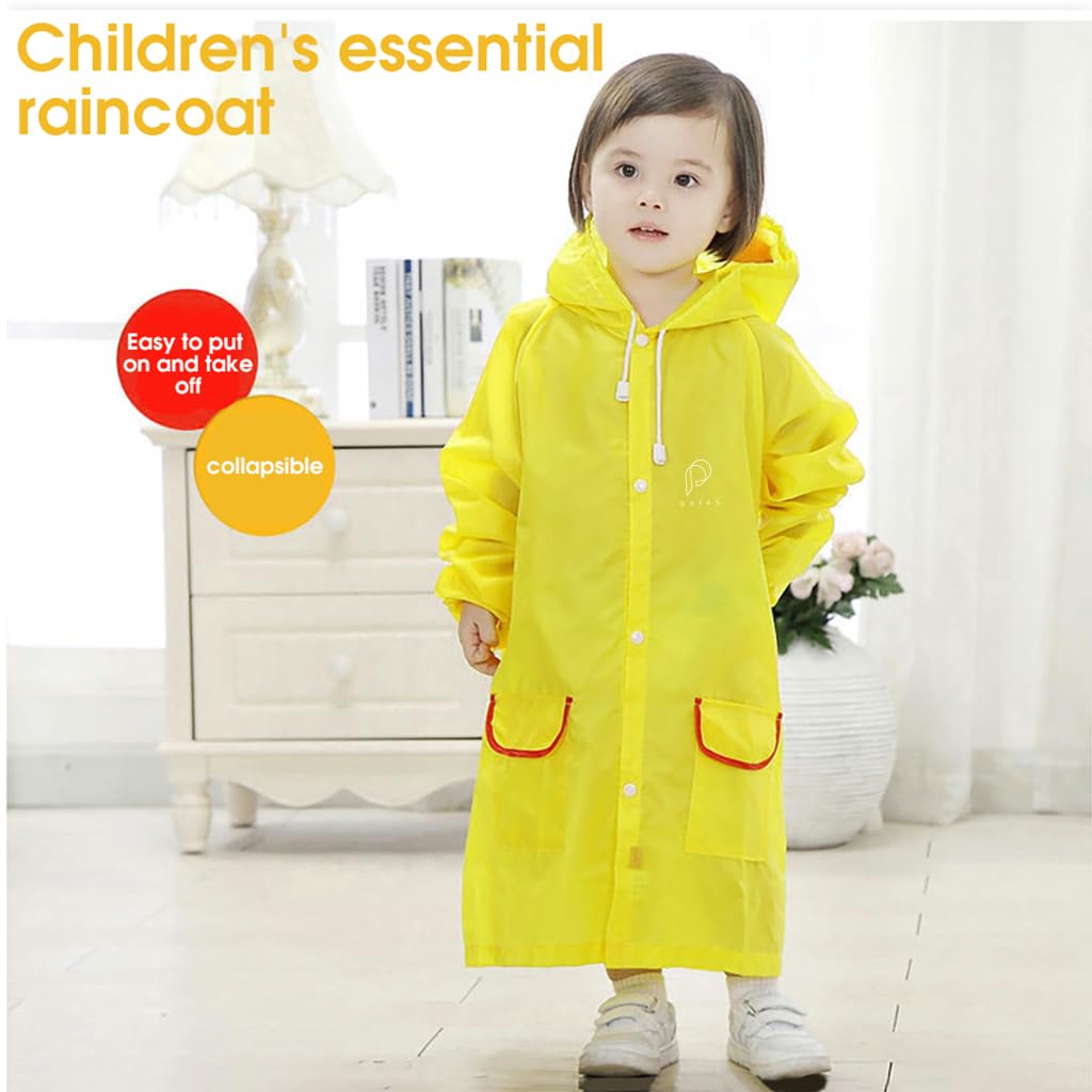 PALAY Umbrella Raincoat Set for Kids with Adjustable Hood and Pockets | Pink Unicorn 3–7 Years