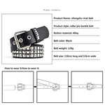 PALAY Studded Belt for Women and Men with Jeans Jacket Chains | Black PU Leather 110cm