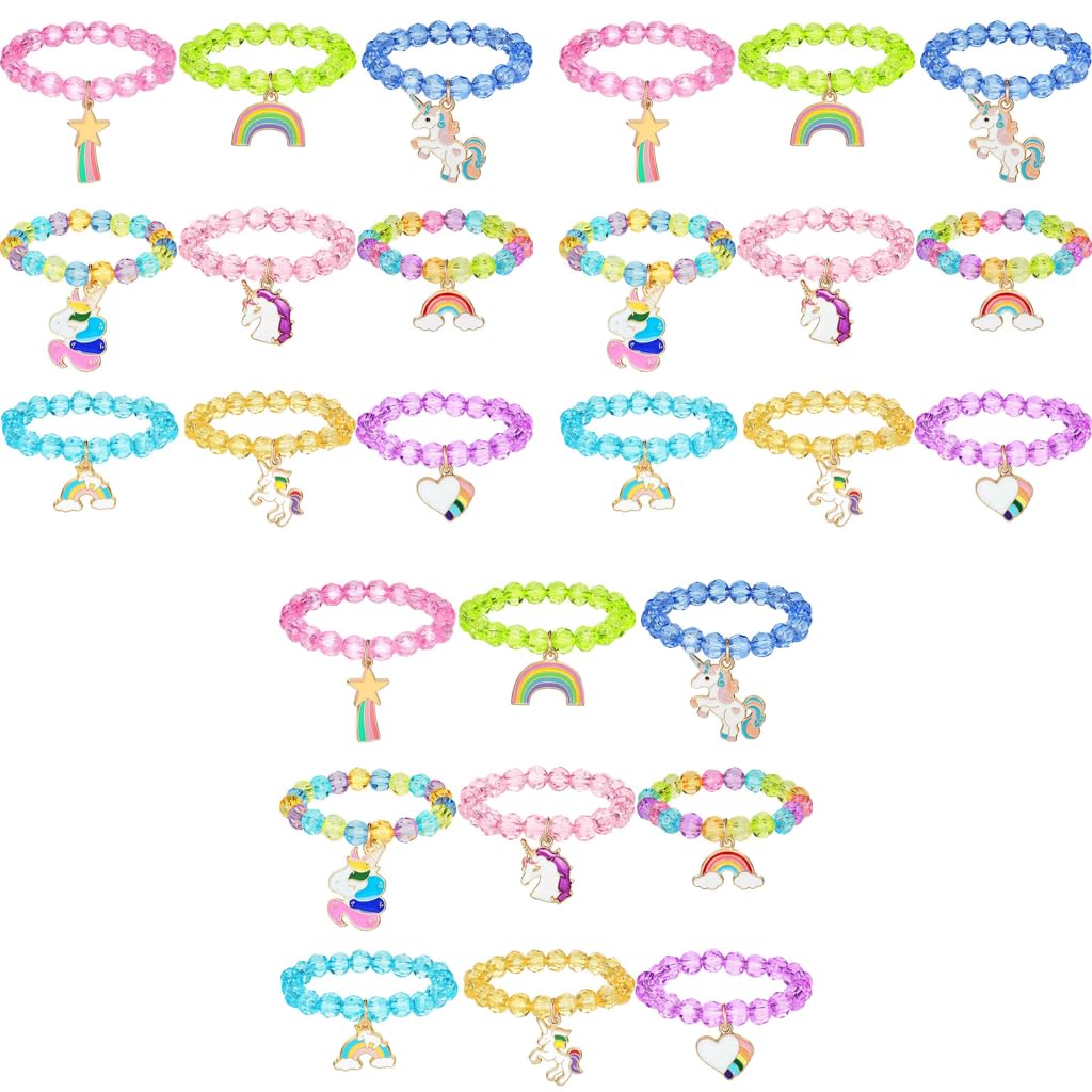 PALAY Unicorn Bracelet Set for Kids with 27 Crystal Beaded Pieces | Ideal Birthday Gift