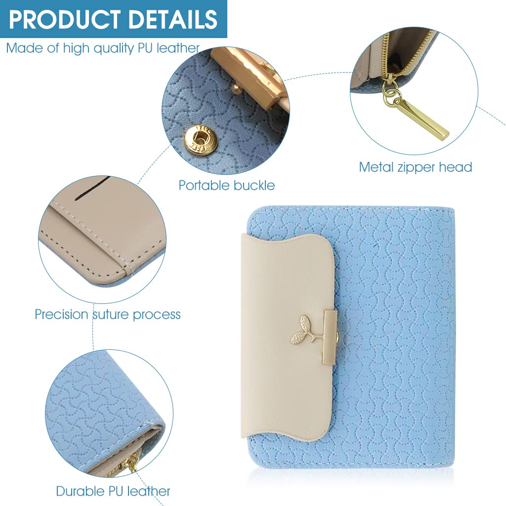 PALAY Mini Wallet for Women with Zipper Bifold Card Holder 12×9×3 cm PU Leather Purse