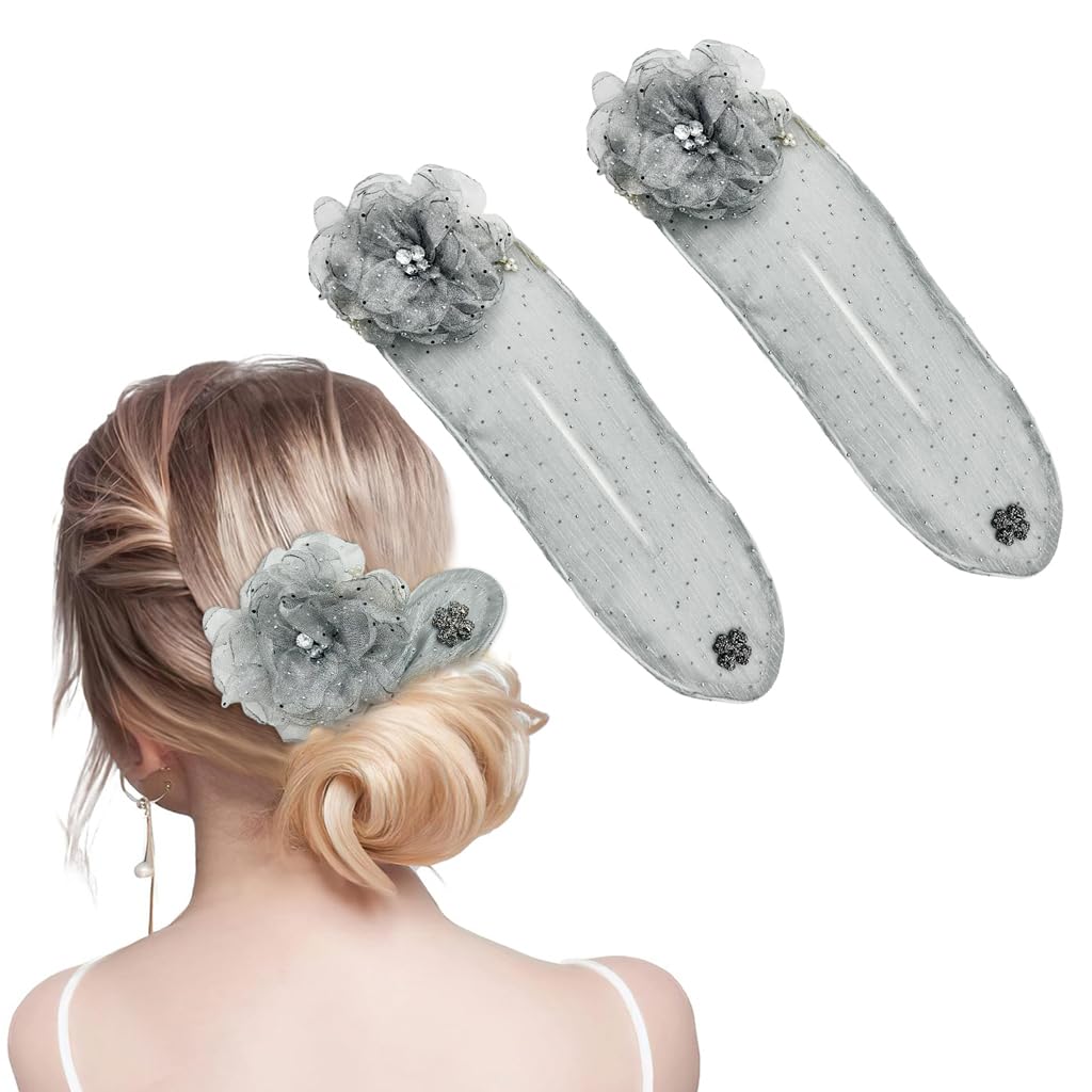 PALAY Hair Buns for Women featuring Flexible Foam Wire and Pearl Floral Clips | 2 PCS Set