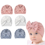 PALAY Baby Turban Caps for 3–12 Months with Crochet Bow and Soft Stretch Fabric | 6 Pcs Set