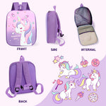 PALAY Kindergarten Backpack for Girls with 26x32 cm Size and Padded Straps | Purple Waterproof Unicorn Design