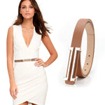 PALAY Fashion Belt for Women with Fine Metal Buckle 0.7 in Width PU Leather Brown | Dress Accessory