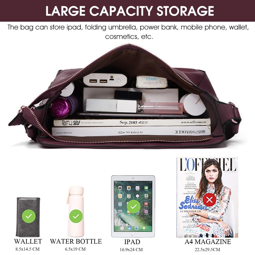 PALAY Tote Bag for Women with Large Capacity and Detachable Straps in Purple | PU Leather