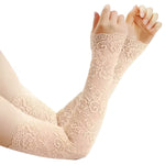 PALAY Arm Sleeves for Women featuring 46cm Stretch Lace with Anti Slip Ends & UV Protection