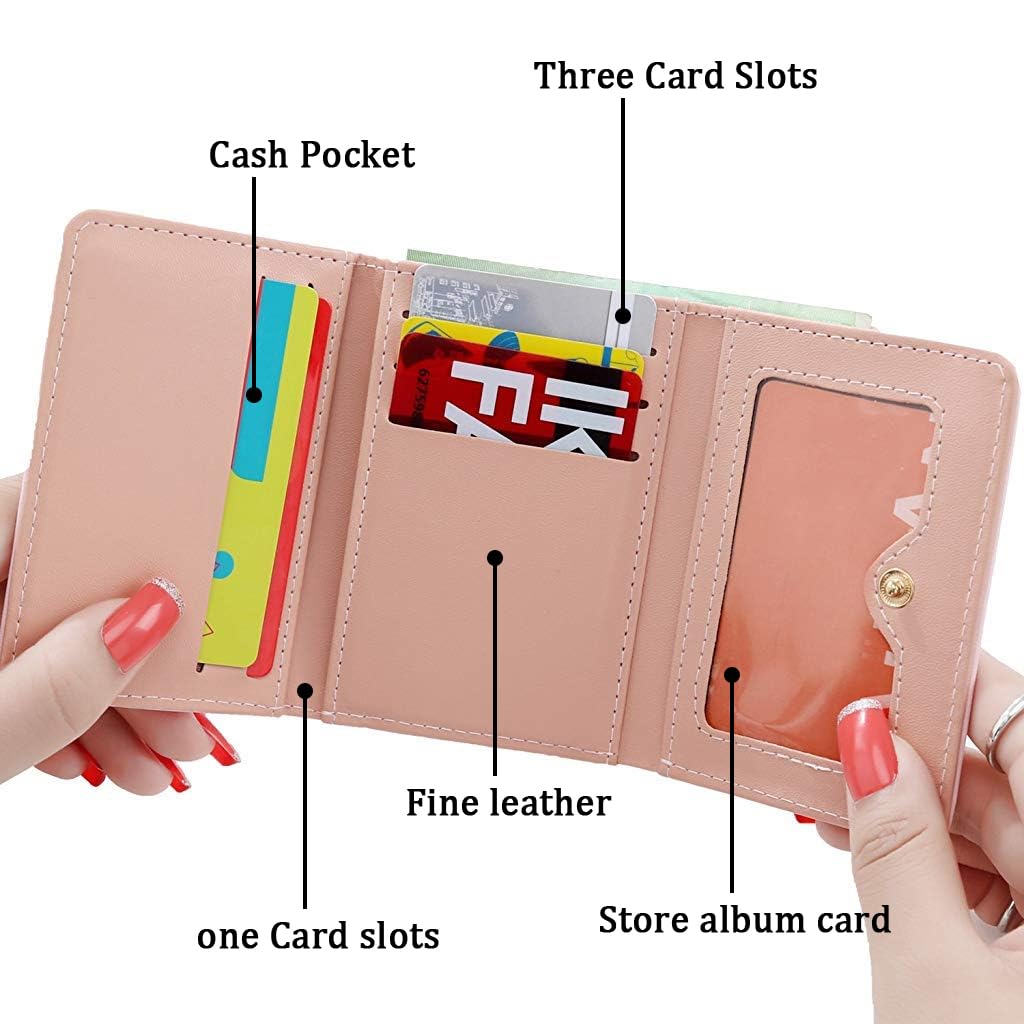 PALAY Mini Wallet for Women with Heart Metal Buckle and Card Slots Blue 3 PCS | Gift Idea