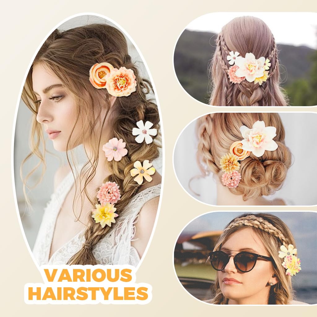 PALAY Flower Hair Clips for Women with Secure Alligator Clips and 12 Chiffon Roses | Wedding and Daily Hairstyles