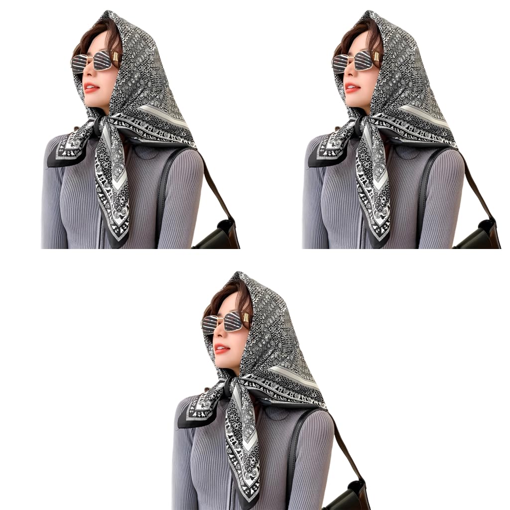 PALAY Satin Scarf for Women 35x35in 3 Pcs with Silky Feel Fabric | Hair Neck and Head Accessory
